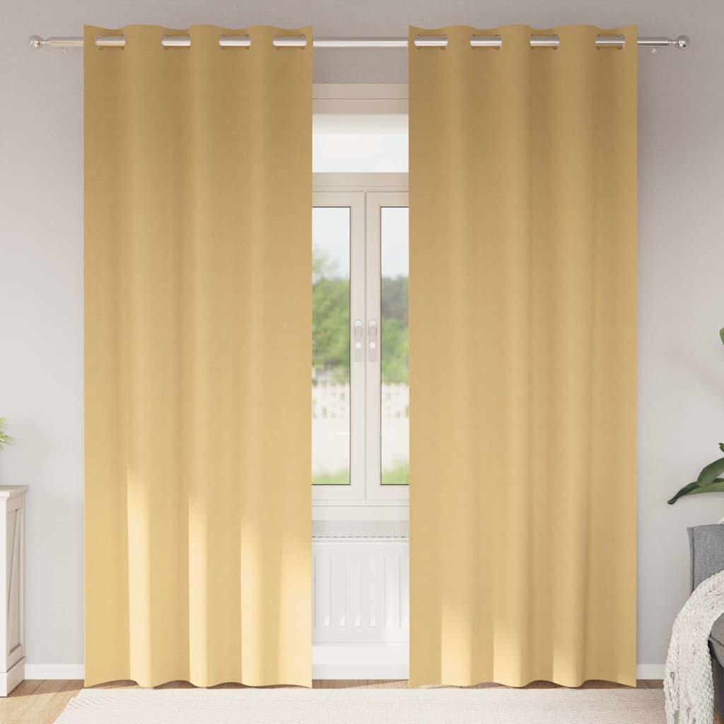 vidaXL Κουρτίνες με κουρτίνες 2 pcs Μπεζ 260 x 140 εκ. Πολυεστέρας