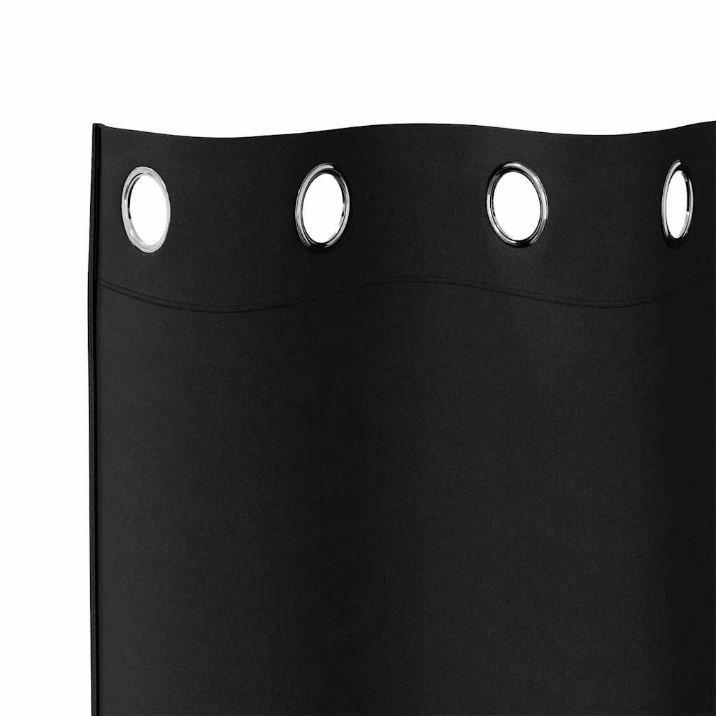 vidaXL Κουρτίνες με κουρτίνες 2 pcs Μαύρο 225 x 140 εκ. Πολυεστέρας