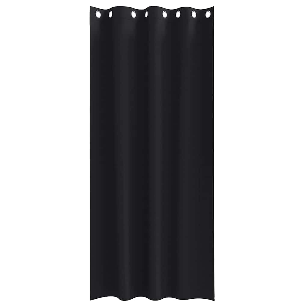vidaXL Κουρτίνες με κουρτίνες 2 pcs Μαύρο 225 x 140 εκ. Πολυεστέρας