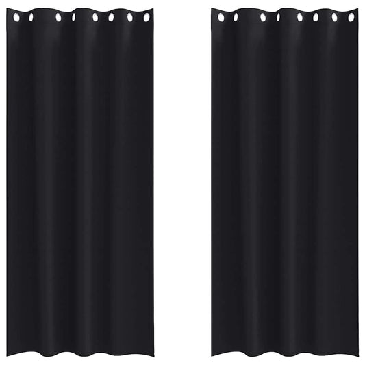 vidaXL Κουρτίνες με κουρτίνες 2 pcs Μαύρο 260 x 140 εκ. Πολυεστέρας