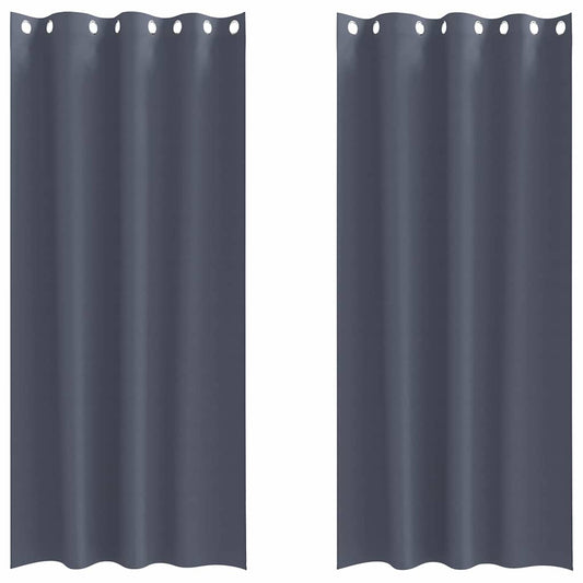 vidaXL Κουρτίνες με κουρτίνες 2 pcs Ανθρακί 225 x 140 εκ. Πολυεστέρας