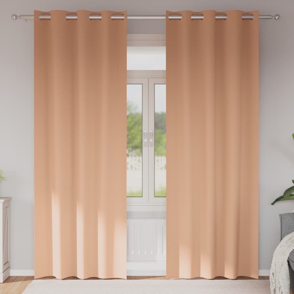vidaXL Κουρτίνες 2 pcs Ανοιχτό καφέ 260 x 140 εκ. Πολυεστέρας