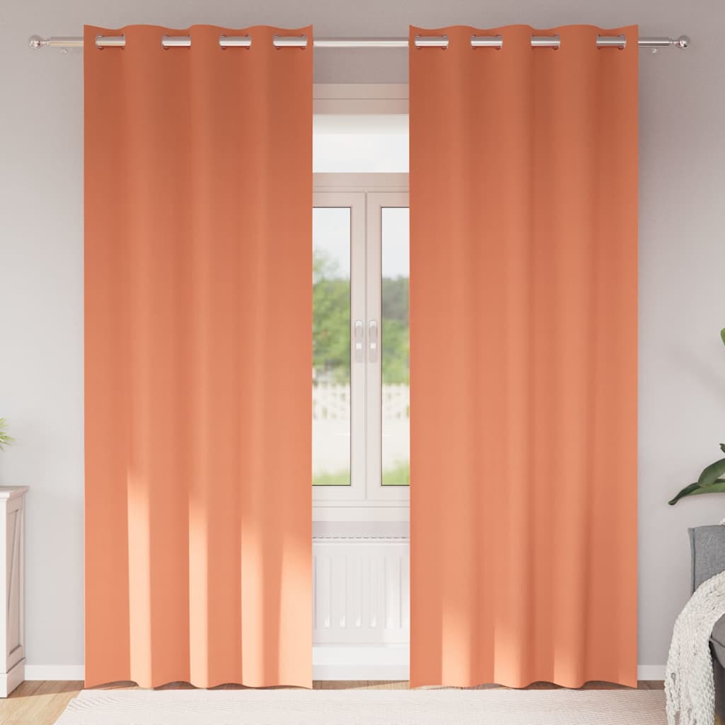 vidaXL Κουρτίνες με κουρτίνες 2 pcs Τερακότα 260 x 140 εκ. Πολυεστέρας