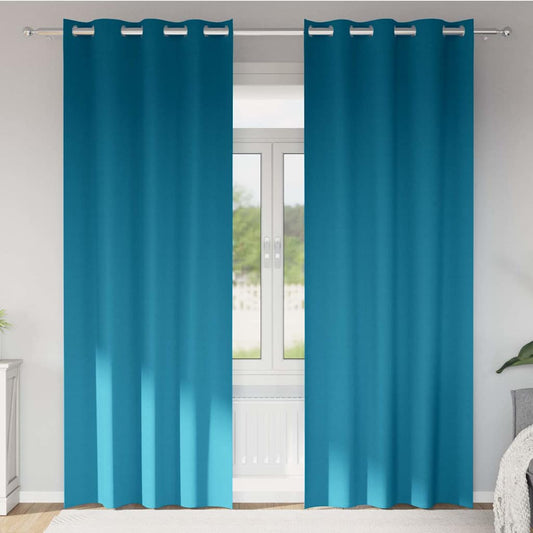 vidaXL Κουρτίνες με κουρτίνες 2 pcs Τιρκουάζ 225 x 140 εκ. Πολυεστέρας