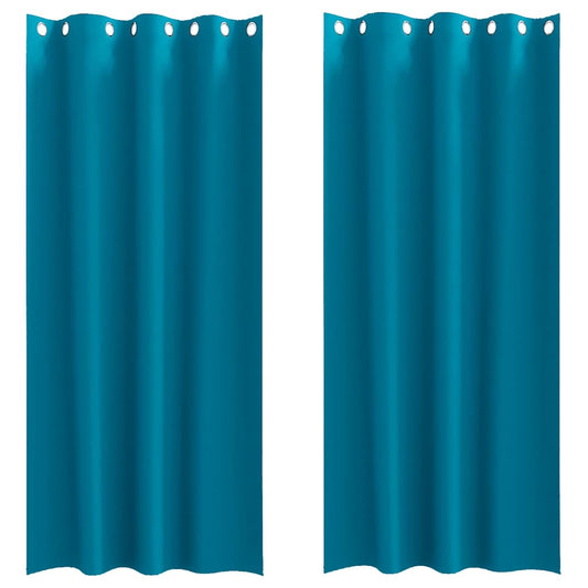 vidaXL Κουρτίνες με κουρτίνες 2 pcs Τιρκουάζ 225 x 140 εκ. Πολυεστέρας