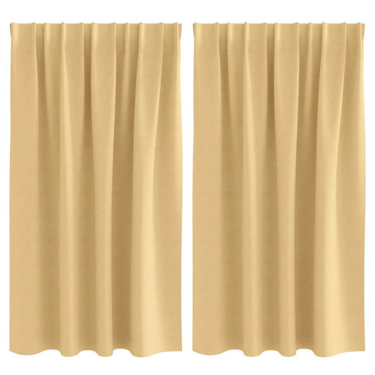 vidaXL Κουρτίνες με κουρτίνες 2 pcs Μπεζ 140 x 140 cm Πολυεστέρας
