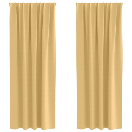 vidaXL Κουρτίνες με κουρτίνες 2 pcs Μπεζ 225 x 140 εκ. Πολυεστέρας