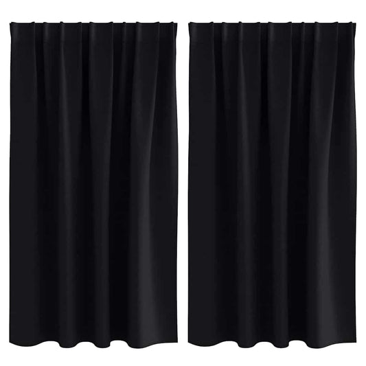 vidaXL Κουρτίνες με κουρτίνες 2 pcs Μαύρο Πολυεστέρας