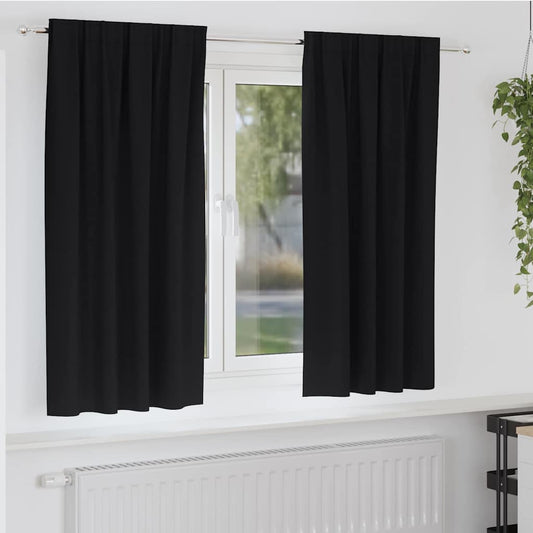 vidaXL Κουρτίνες με κουρτίνες 2 pcs Μαύρο Πολυεστέρας