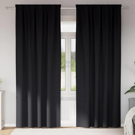 vidaXL Κουρτίνες με κουρτίνες 2 pcs Μαύρο 245 x 140 εκ. Πολυεστέρας