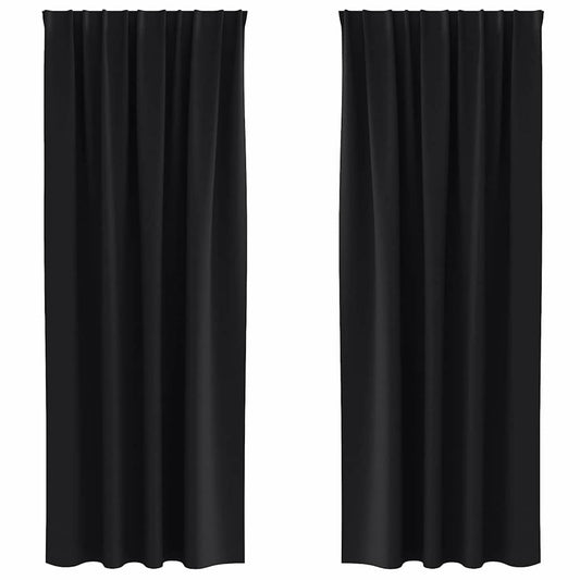 vidaXL Κουρτίνες με κουρτίνες 2 pcs Μαύρο 245 x 140 εκ. Πολυεστέρας