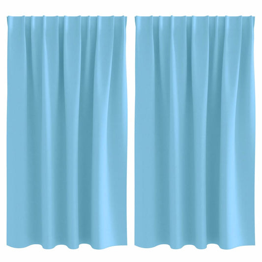 vidaXL Κουρτίνες με κουρτίνες 2 pcs Γαλάζιο 140 x 140 cm Πολυεστέρας