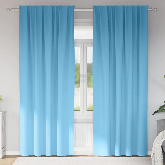 vidaXL Κουρτίνες με κουρτίνες 2 pcs Γαλάζιο 245 x 140 εκ. Πολυεστέρας