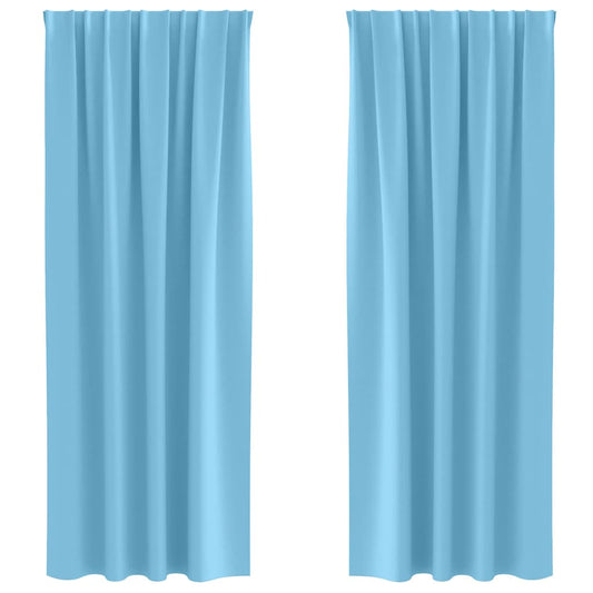 vidaXL Κουρτίνες με κουρτίνες 2 pcs Γαλάζιο 260 x 140 εκ. Πολυεστέρας