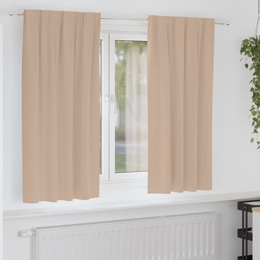 vidaXL Κουρτίνες με κουρτίνες 2 pcs Taupe Πολυεστέρας