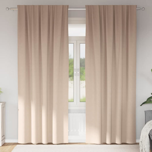 vidaXL Κουρτίνες με κουρτίνες 2 pcs Taupe 245 x 140 εκ. Πολυεστέρας