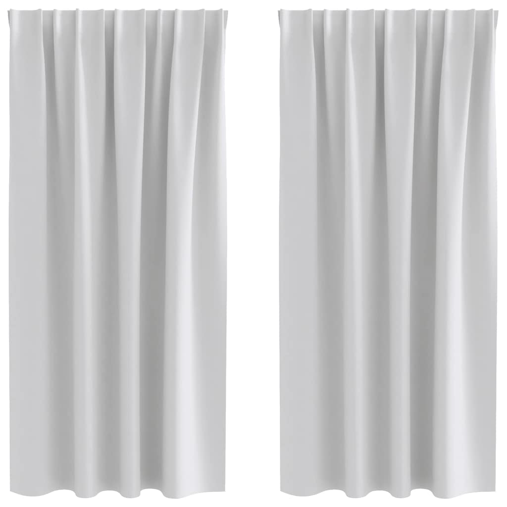 vidaXL Κουρτίνες με κουρτίνες 2 pcs Ανοιχτό γκρι Πολυεστέρας