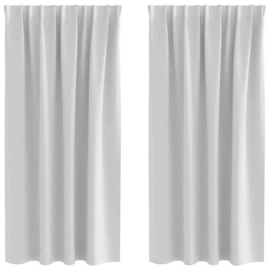 vidaXL Κουρτίνες με κουρτίνες 2 pcs Ανοιχτό γκρι Πολυεστέρας