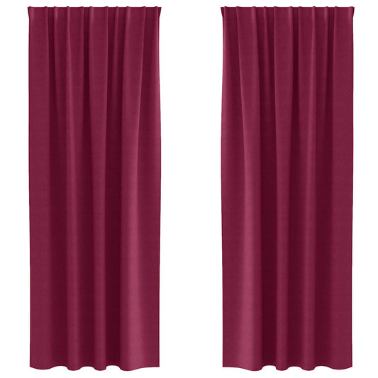 vidaXL Κουρτίνες με κουρτίνες 2 pcs Κόκκινο 225 x 140 εκ. Πολυεστέρας