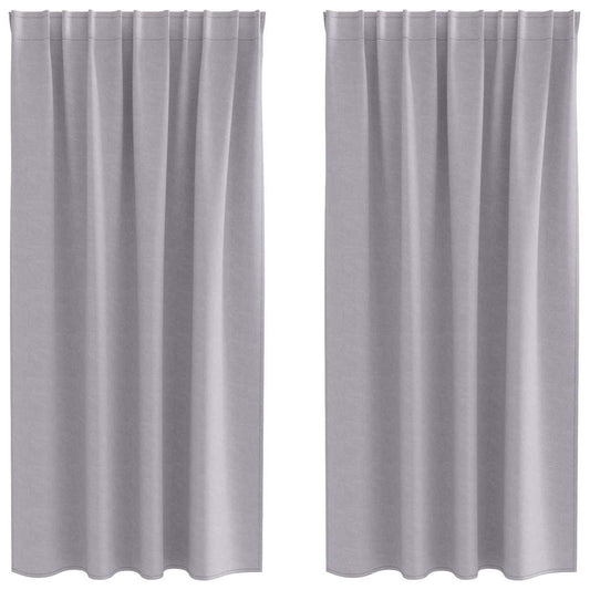 vidaXL Κουρτίνες με κουρτίνες 2 pcs Μεταλλικό Γκρι Πολυεστέρας