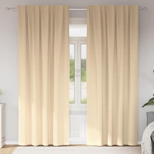 vidaXL Κουρτίνες με κουρτίνες 2 pcs Κρεμ 245 x 140 εκ. Πολυεστέρας