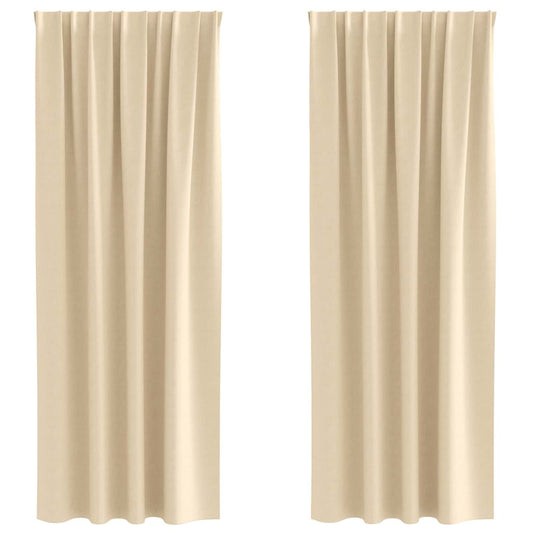 vidaXL Κουρτίνες με κουρτίνες 2 pcs Κρεμ 245 x 140 εκ. Πολυεστέρας
