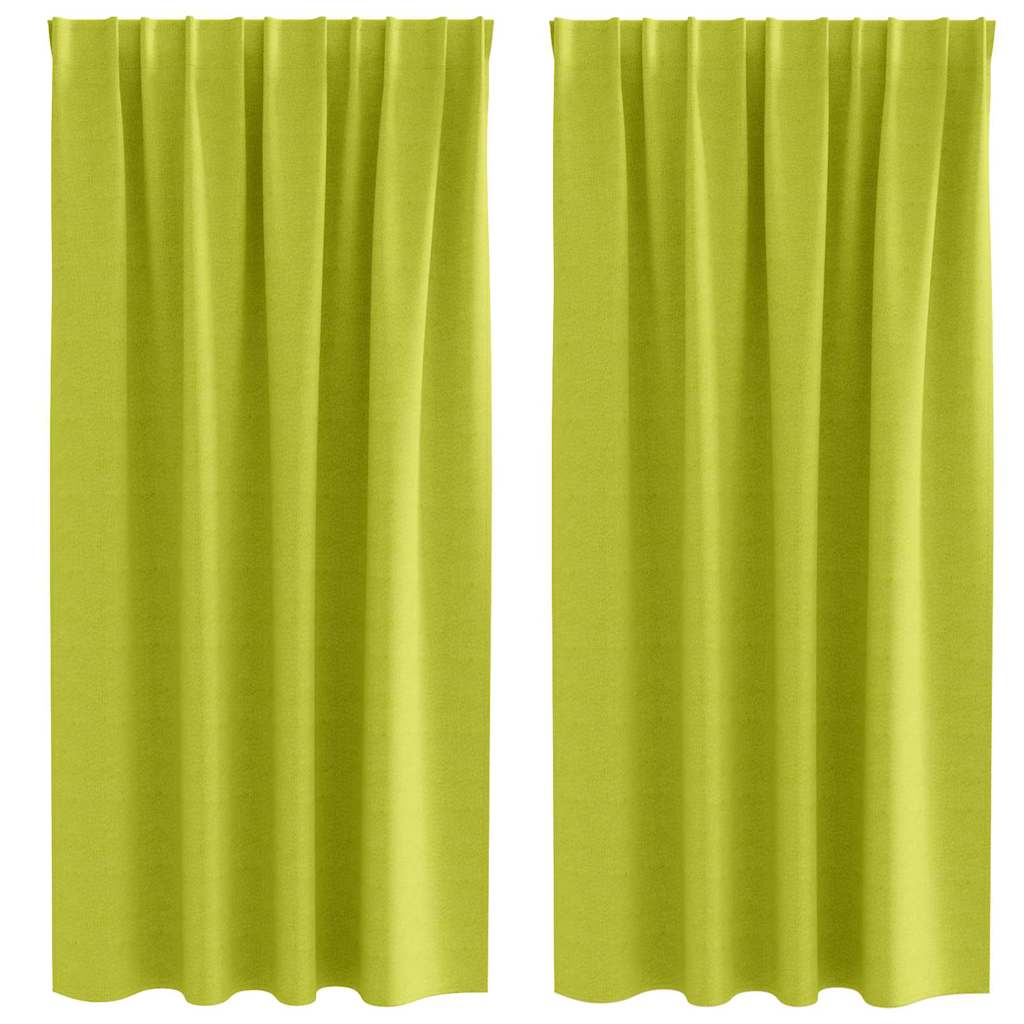 vidaXL Κουρτίνες με κουρτίνες 2 pcs Λαχανί Πολυεστέρας