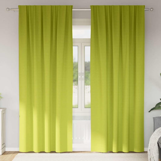 vidaXL Κουρτίνες με κουρτίνες 2 pcs Λαχανί 260 x 140 εκ. Πολυεστέρας