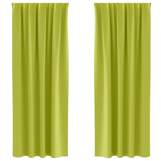 vidaXL Κουρτίνες με κουρτίνες 2 pcs Λαχανί 260 x 140 εκ. Πολυεστέρας