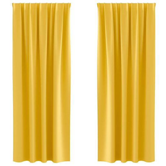 vidaXL Κουρτίνες 2 pcs κίτρινο μουσταρδί 260 x 140 εκ. Πολυεστέρας