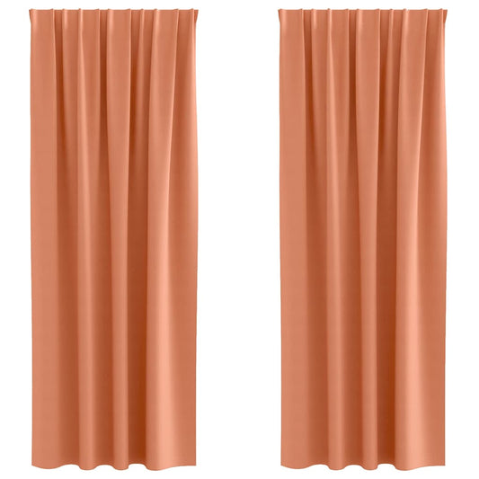 vidaXL Κουρτίνες με κουρτίνες 2 pcs Τερακότα 245 x 140 εκ. Πολυεστέρας
