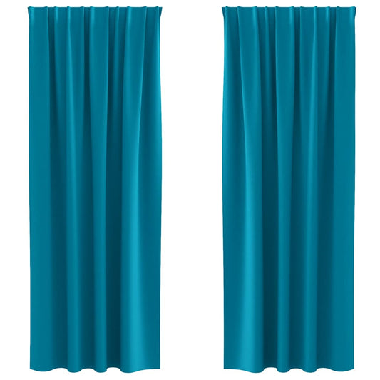 vidaXL Κουρτίνες με κουρτίνες 2 pcs Τιρκουάζ 245 x 140 εκ. Πολυεστέρας
