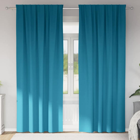 vidaXL Κουρτίνες με κουρτίνες 2 pcs Τιρκουάζ 260 x 140 εκ. Πολυεστέρας
