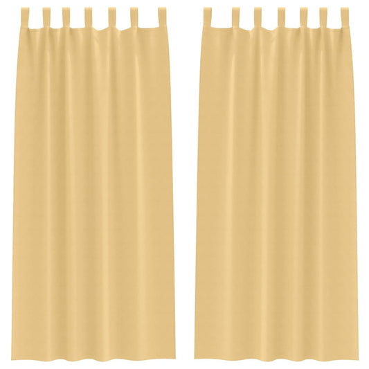 vidaXL Κουρτίνες με κουρτίνες 2 pcs Μπεζ 260 x 140 εκ. Πολυεστέρας