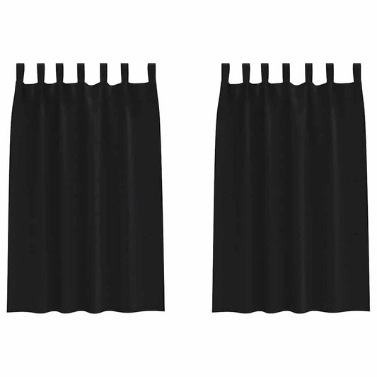 vidaXL Κουρτίνες με κουρτίνες 2 pcs Μαύρο Πολυεστέρας