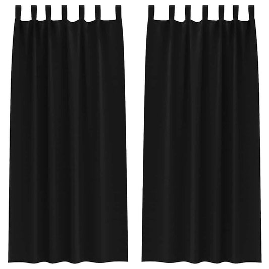 vidaXL Κουρτίνες με κουρτίνες 2 pcs Μαύρο 245 x 140 εκ. Πολυεστέρας