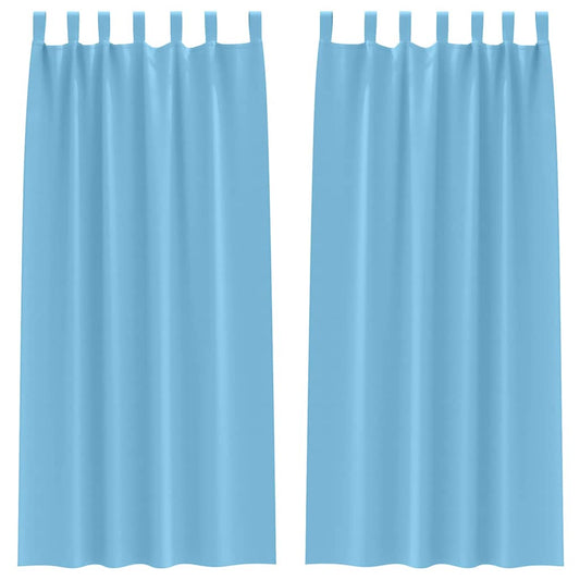 vidaXL Κουρτίνες με κουρτίνες 2 pcs Γαλάζιο 260 x 140 εκ. Πολυεστέρας