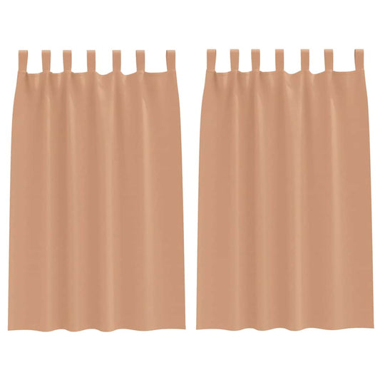 vidaXL Κουρτίνες με κουρτίνες 2 pcs Ανοιχτό καφέ Πολυεστέρας