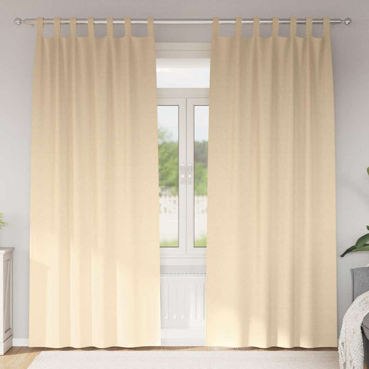 vidaXL Κουρτίνες με κουρτίνες 2 pcs Κρεμ 260 x 140 εκ. Πολυεστέρας