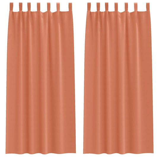 vidaXL Κουρτίνες με κουρτίνες 2 pcs Τερακότα 260 x 140 εκ. Πολυεστέρας