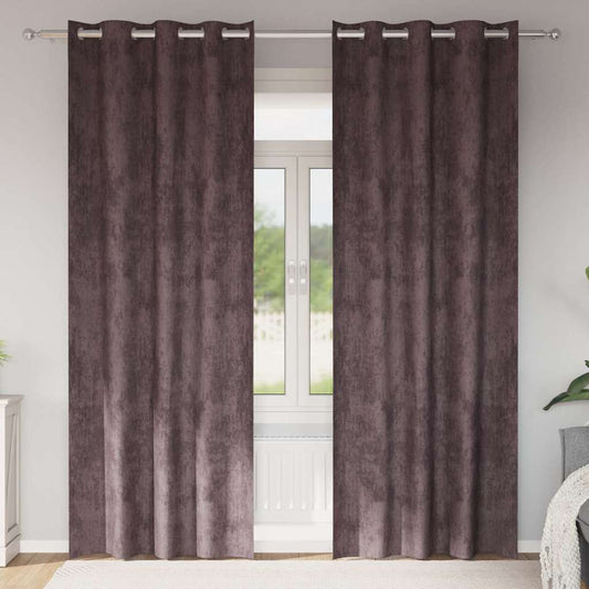 vidaXL Καφέ Κουρτίνες Βελούδο 2 τεμ με Τρύπες 245x140 εκ.