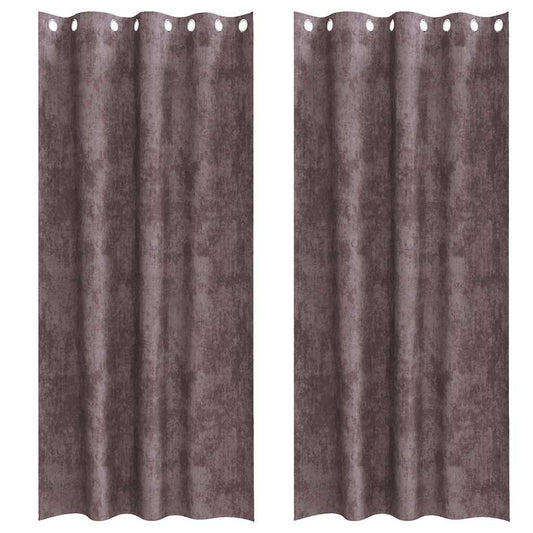 vidaXL Καφέ Κουρτίνες Βελούδο 2 τεμ με Τρύπες 245x140 εκ.