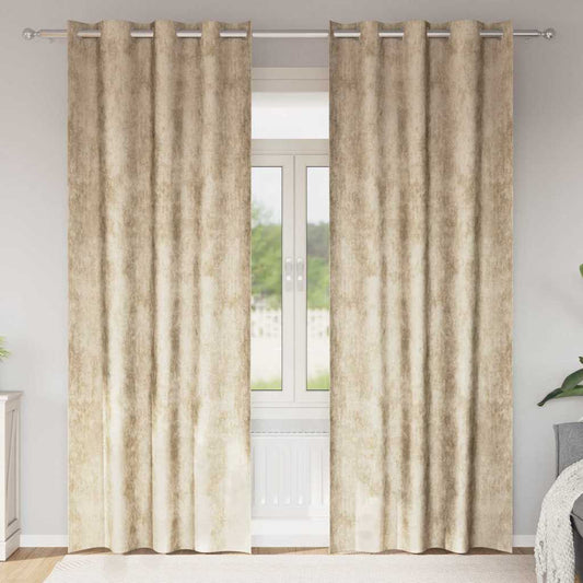 vidaXL Velvet Κουρτίνες Κρεμ Πολυεστέρας 140 x 225 εκ Μοντέρνες