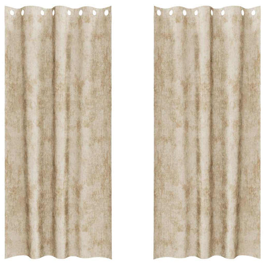 vidaXL Velvet Κουρτίνες Κρεμ Πολυεστέρας 140 x 225 εκ Μοντέρνες