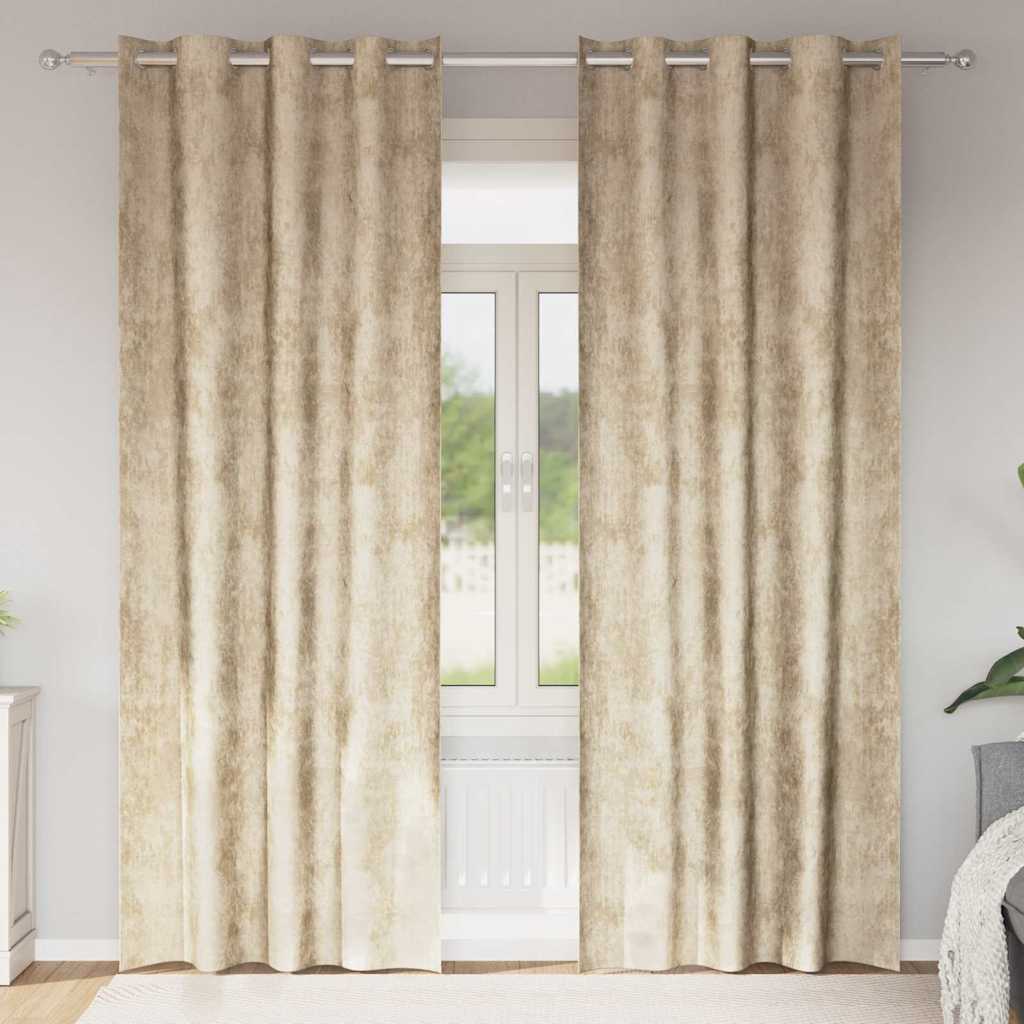 vidaXL κουρτίνες Velvet 2 τμχ με τσιμπίδες Κρεμ 260x140 εκ.