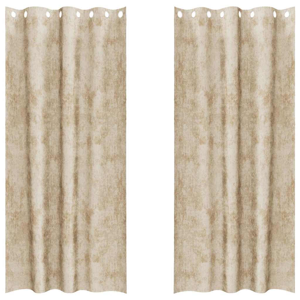 vidaXL κουρτίνες Velvet 2 τμχ με τσιμπίδες Κρεμ 260x140 εκ.