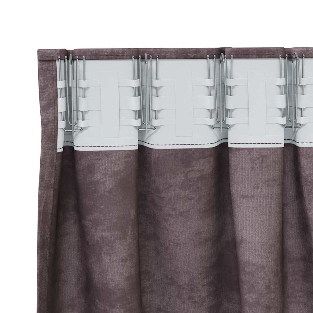 vidaXL Βελούδινες Κου curtains 2 τεμ. με οπές Καφέ 140x140 εκ.