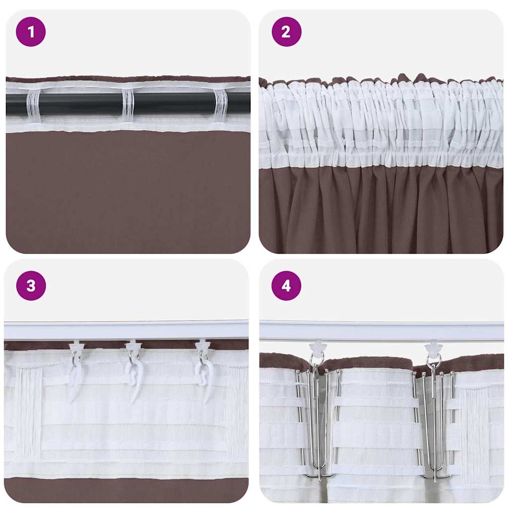 vidaXL Βελούδινες Κουρτίνες 2 τμχ. Καφέ 140 x 140 cm Βελούδο