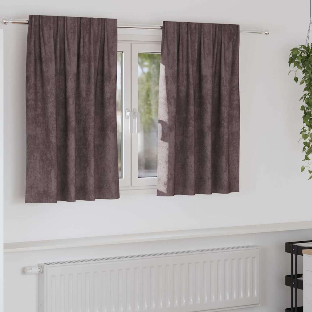 vidaXL Βελούδινες Κου curtains 2 τεμ. με οπές Καφέ 140x140 εκ.