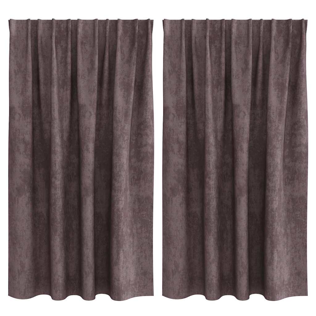 vidaXL Βελούδινες Κου curtains 2 τεμ. με οπές Καφέ 140x140 εκ.
